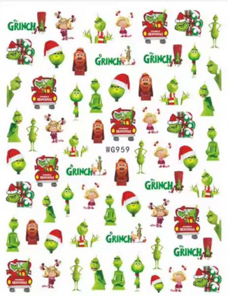 Nagellack24 Nail Art Sticker selbstklebend - The Grinch - 959 (Nagelverzierung)