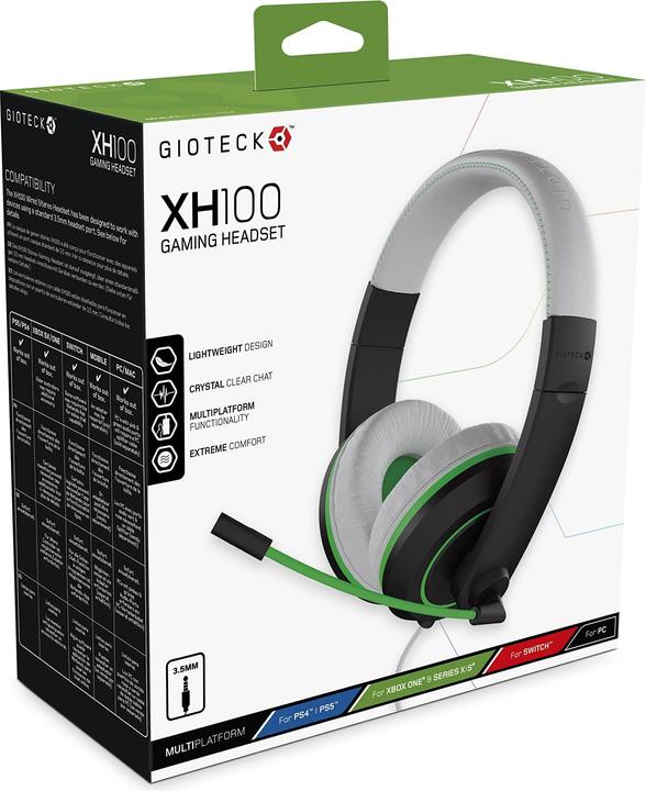 Actual product image Gioteck XH-100S Wired Stereo Headset White/Green (Cable)