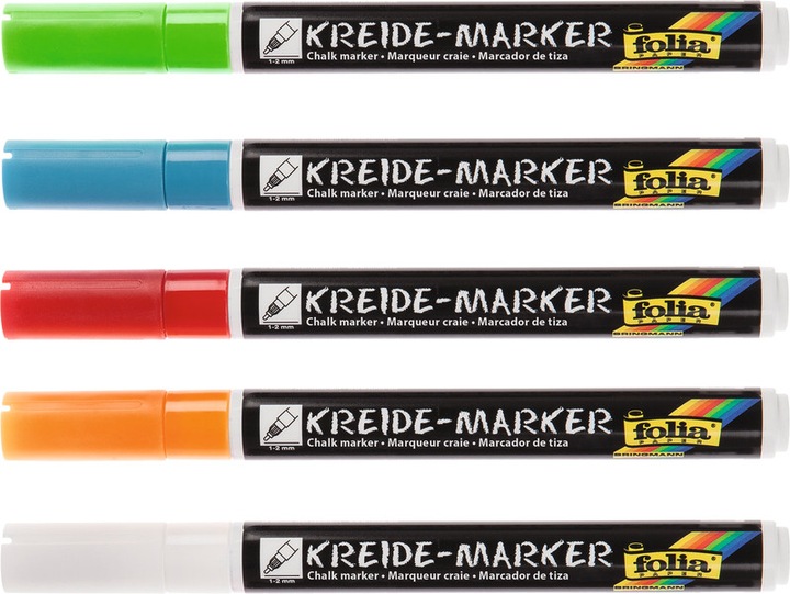 Image du produit Folia Marqueur à la craie (Noir, 2 mm, 5 x)