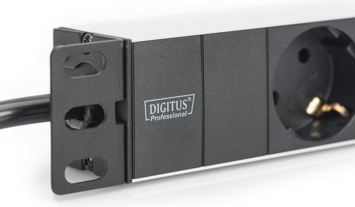 Image du produit Digitus Bande de prises 3 fois 25,4cm 10 pouces noir avec support d'installation (3 x, CEE 7/3, 2 m)