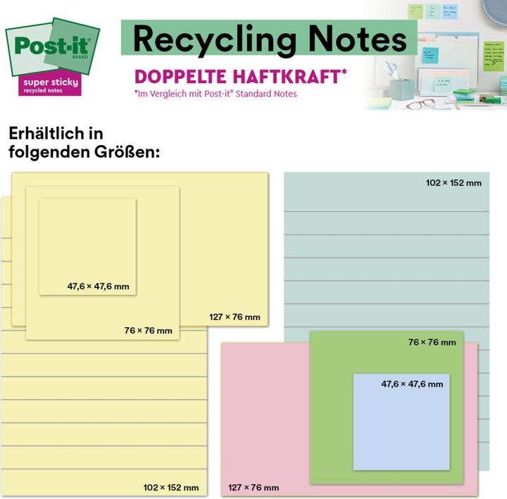 Image du produit Post-it Super Sticky Recycling (76 x 76 mm)