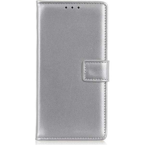MU Classic Classic II Leder Bookcover Series (Samsung Galaxy Xcover 5), Smartphone Hülle, Silber