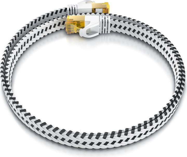 Produktbild Primewire 10x CAT 7 Netzwerkkabel Flach Baumwollmantel, LAN Patchkabel Datenkabel, Flachbandkabel Verlegekabel (U/FTP, CAT7, 1 m)