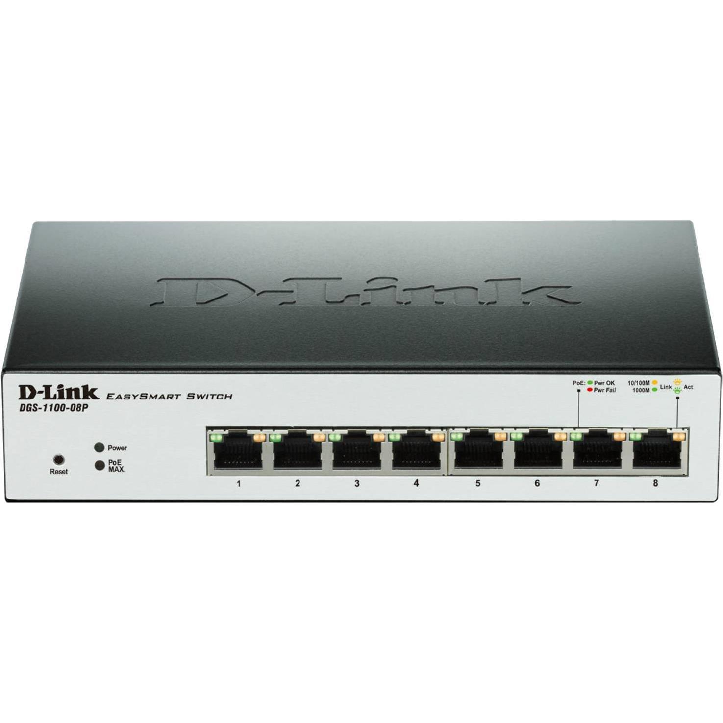 D-Link Dgs-1100-08p (8 Ports), Netzwerk Switch, Schwarz