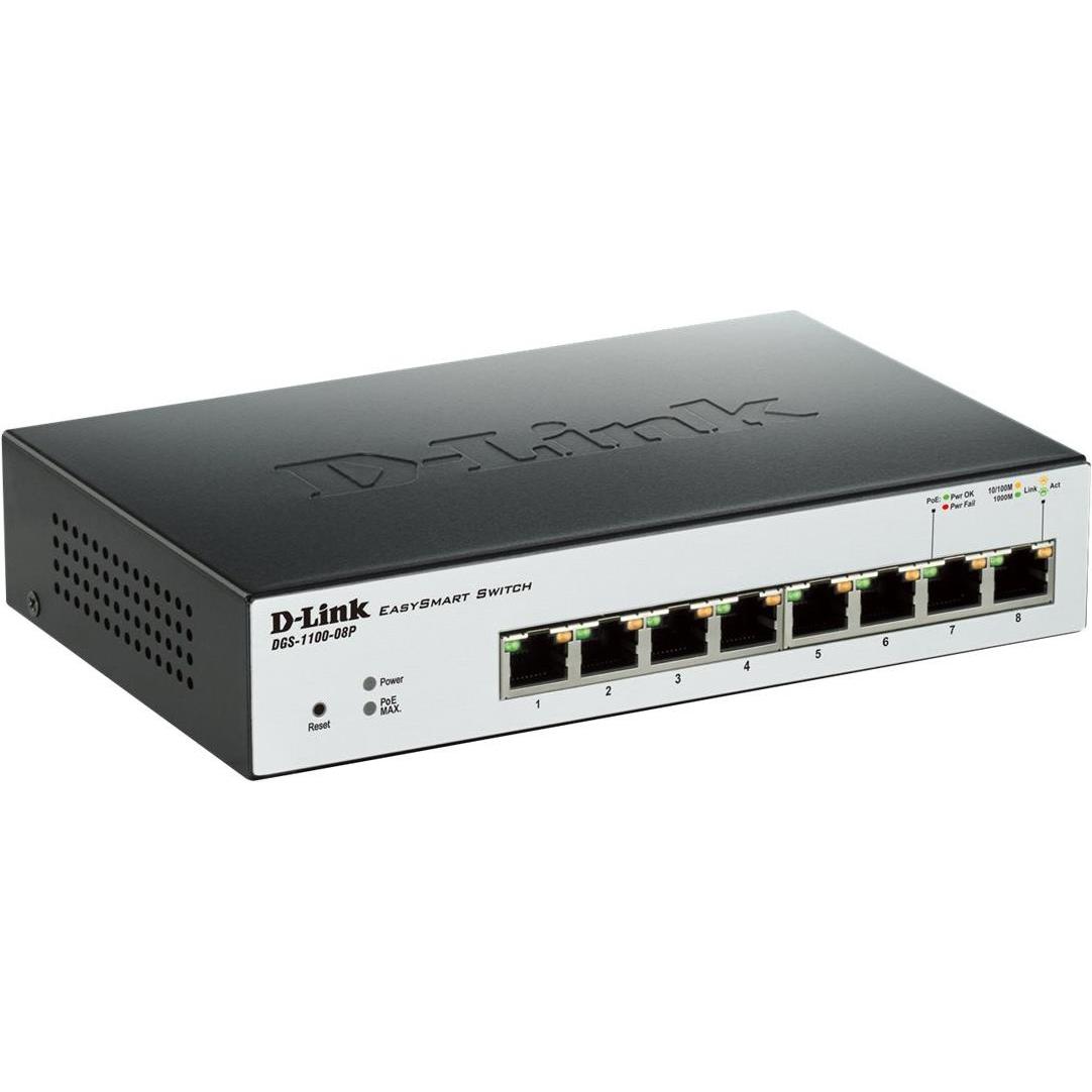 Thumbnail - D-Link Dgs-1100-08p (8 Ports), Netzwerk Switch, Schwarz