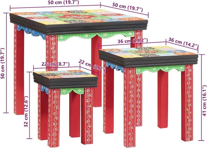 Immagine prodotto vidaXL Dekorativer Tisch (22 x 22 x 32 cm, 50 x 50 x 50 x 50 cm)