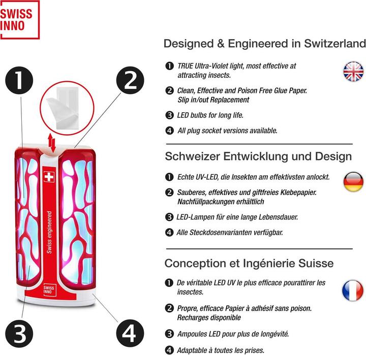 Produktbild Swissinno Insekten-Leimfänger 4 Watt LED inkl. Leimpapier