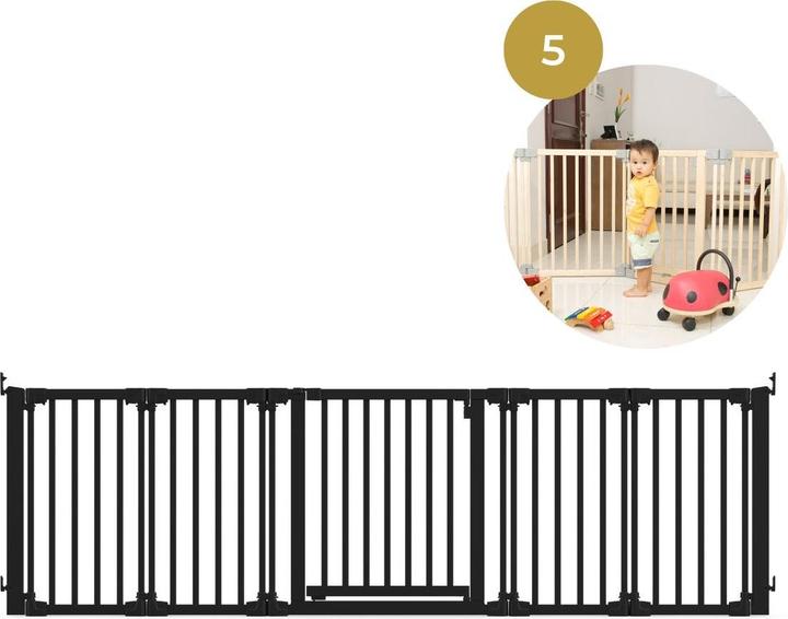 Actual product image Geuther Veiligheidshekje - Yoko - Traphek met 5 Panelen - 95-260cm - Schroefbevestiging - Zwart (95 - 260 cm)