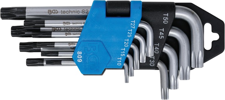 Produktbild BGS Winkelschlüssel-Satz kurz T-Profil (für Torx) mit Bohrung T10 - T50 9-tlg. (T-profil)