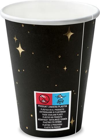 Actual product image Partydeco Cups, black, 260 ml (1 pkt / 6 pc.) (6x)