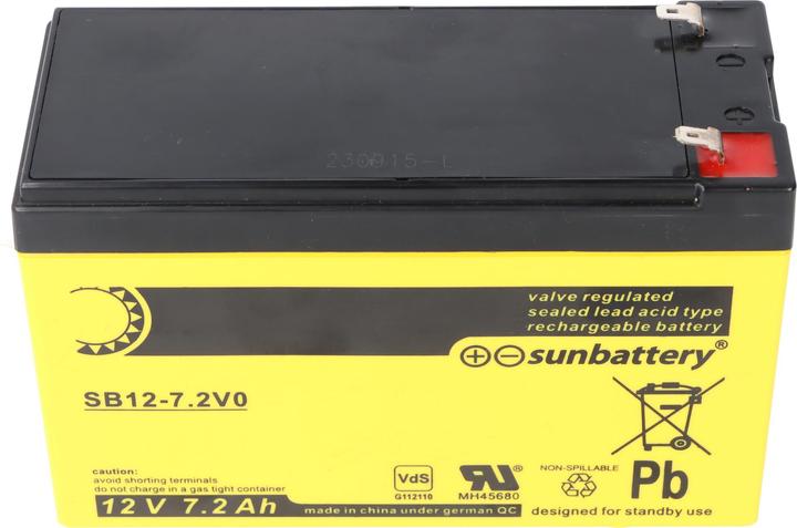 Actual product image AccuCell Sun Battery SB12-7.2V0 battery, 12V 7.2Ah, 7.2-12L, AGM lead-acid battery (12 V, 7.20 Ah)