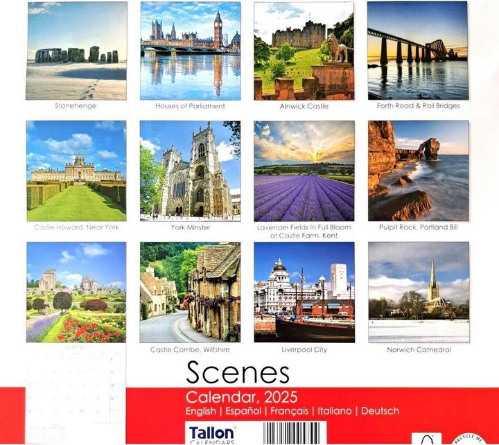 Actual product image Tallon 2025 Coasts Cottages And Scenes Square Calendar (Pack of 12)