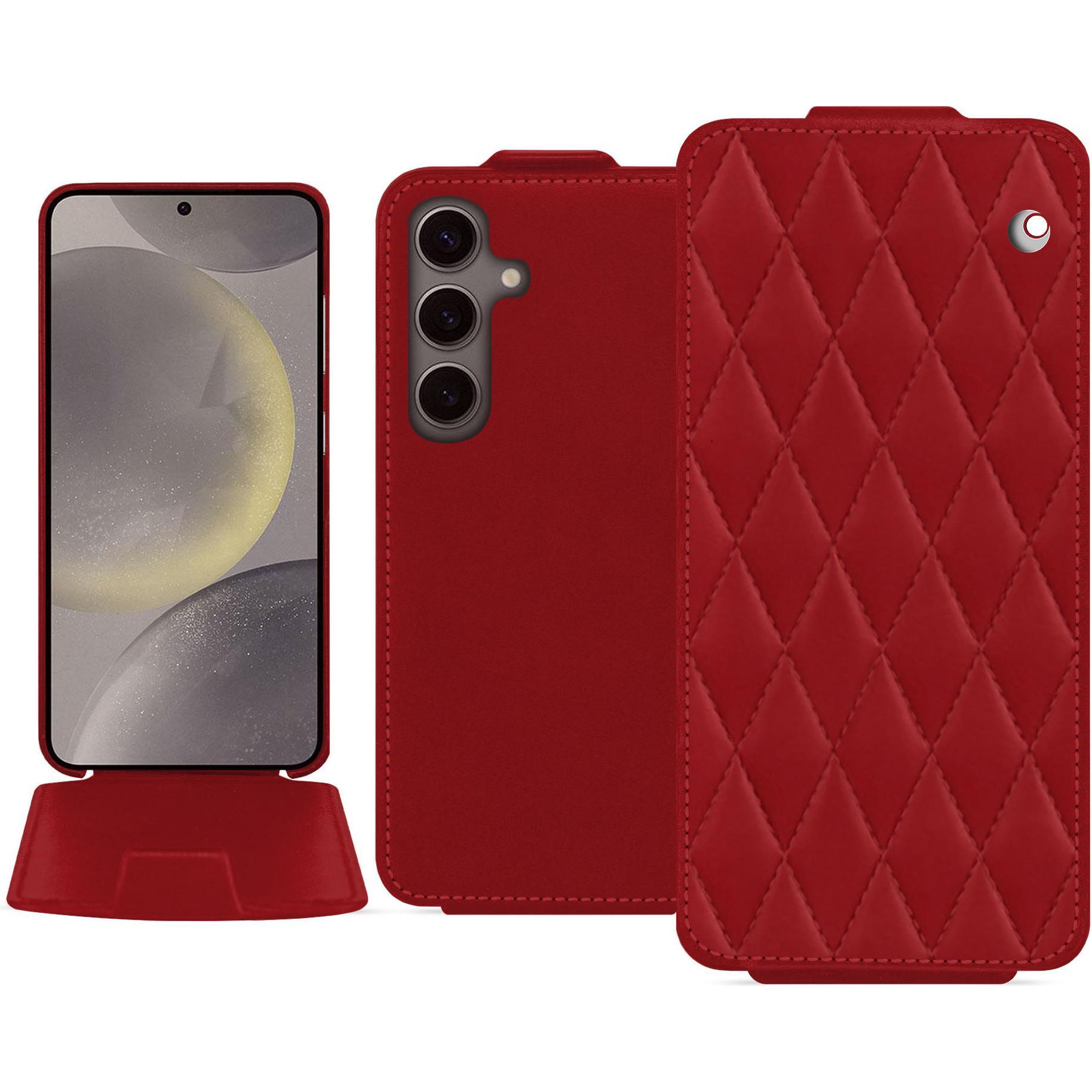 Noreve Lederschutzhülle vertikal (Samsung Galaxy S24), Smartphone Hülle, Rot