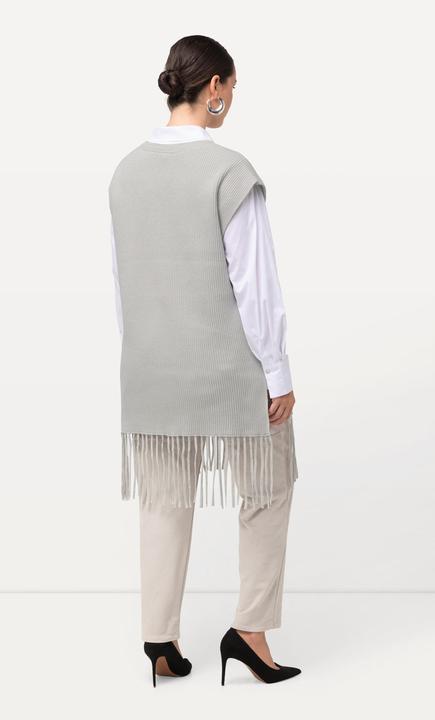 Immagine prodotto Ulla Popken Gilet dal taglio oversize e smanicato con scollo a girocollo e frange (46, 48)