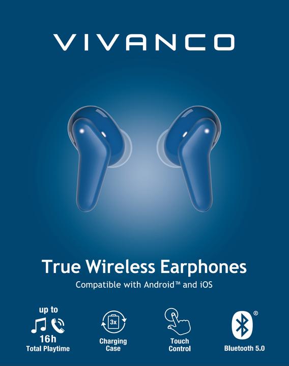Actual product image Vivanco Fresh Pair Headset In-ear Calls/Music Bluetooth Blue (12 h, Wireless)