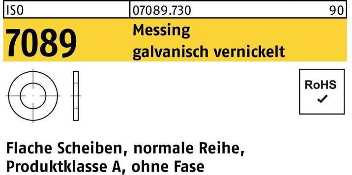 Produktbild Bufab Unterlegscheibe ISO 7089 o.Fase 3 Messing galvanisch vernickelt