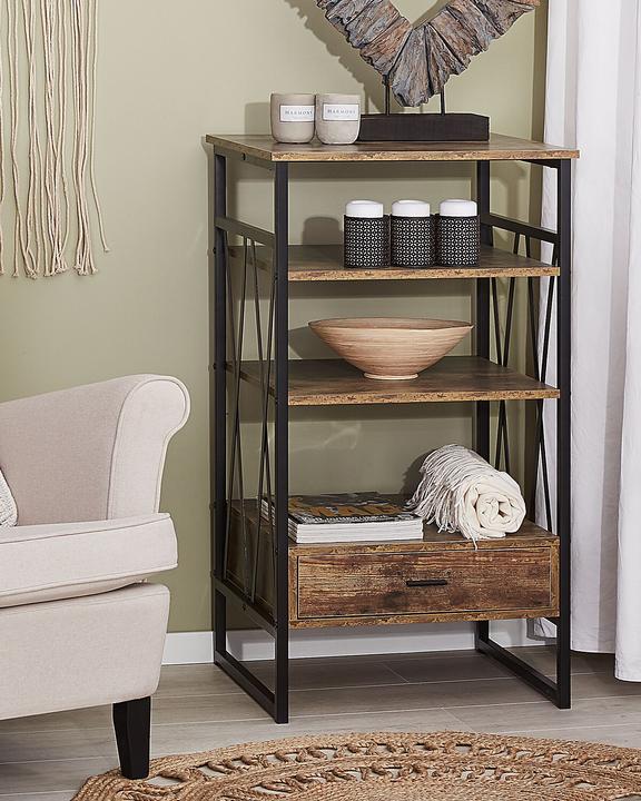 Produktbild Beliani Regal Holzoptik braun 1 Schublade KEENE (56 x 51 x 101 cm)