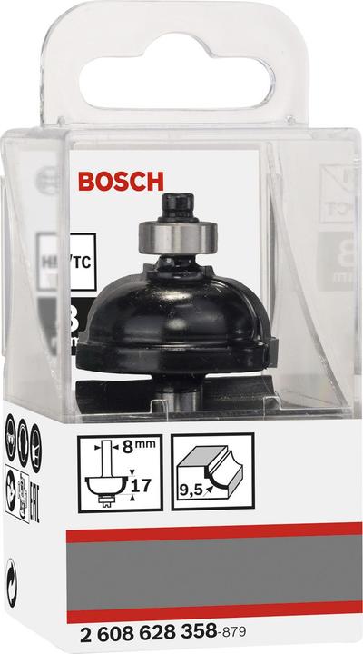 Produktbild Bosch Professional Zubehör Kantenformfräser F, 8 mm, R1 9,5 mm, D 35 mm, L 16,2 mm, G 59 mm