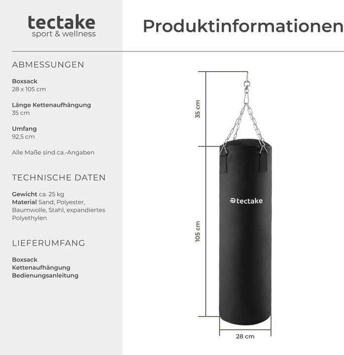 Actual product image tectake Punching bag (105 cm, 25 kg)