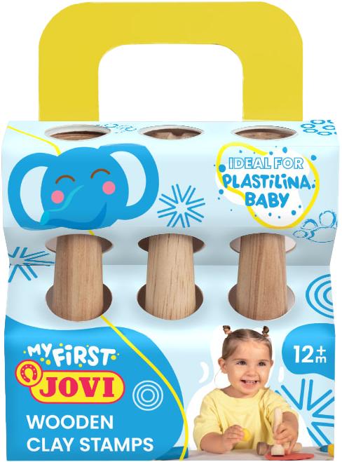 Produktbild Jovi Motivstempel MY First Plastilina Baby Holzstempel für Knetmasse, 3 Motive in Kartonverpackung