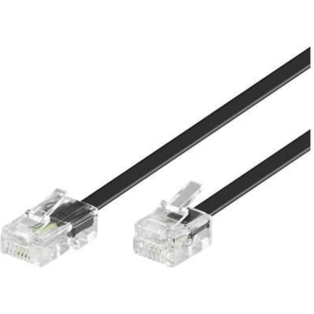 ACT Black 1 meter flat telephone cable with RJ11 and RJ45 connectors. Rj45-rj11 cable black 1.00m, Telefon Zubehör