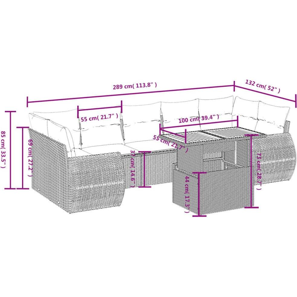Thumbnail - VidaXL, Gartenlounge, Gartenmöbel Sofa Garnitur Gartengarnitur Garten Sitzgruppe 8-tlg. Beige