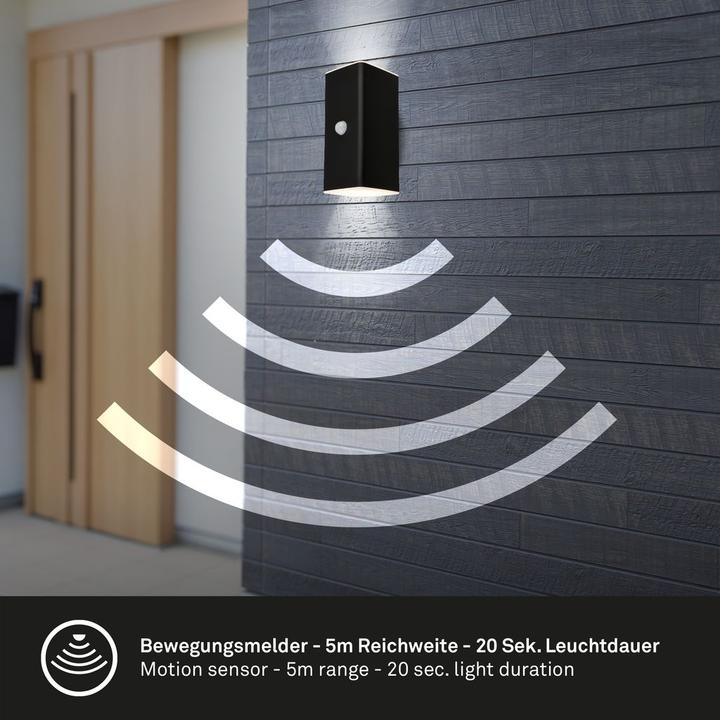 Image du produit Briloner Applique murale d'extérieur à LED rechargeable,capteur,noir,2xLED/6W (700 lm, IP44)
