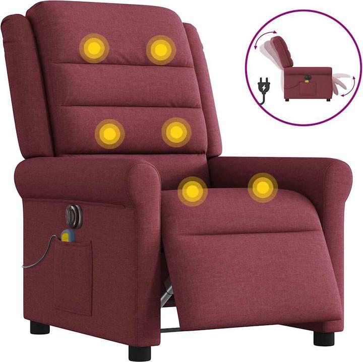 Actual product image vidaXL Massage chair electric wine red fabric