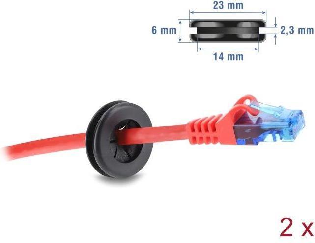 Immagine prodotto Delock Gummi Kabeldurchführung rund Ø 16 mm schwarz 2 Stück (Foro cavo)