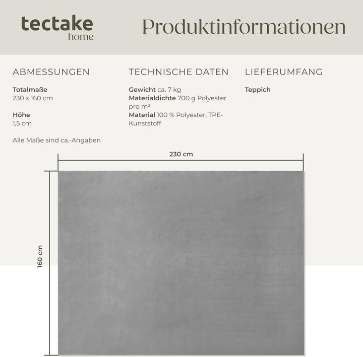 Actual product image tectake Kurzflorteppich Soft Zone (160 x 230 cm)