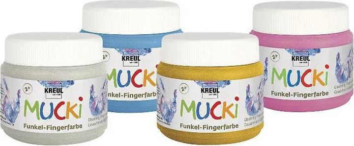 Immagine prodotto Kreul MUCKI Vernici per dita scintillanti (Oro, Pink, Azzurro, Argento, 600 ml)