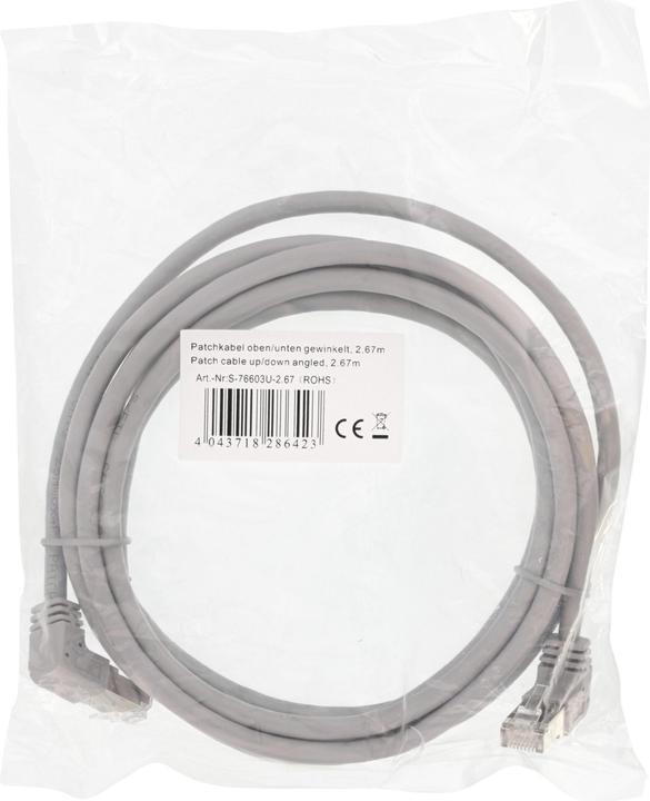 Produktbild InLine ® Patchkabel oben/unten gewinkelt, S/FTP (PiMf), Cat.6, 250MHz, PVC, Kupfer, grau, 2,67m (S/FTP, CAT6, 2.67 m)