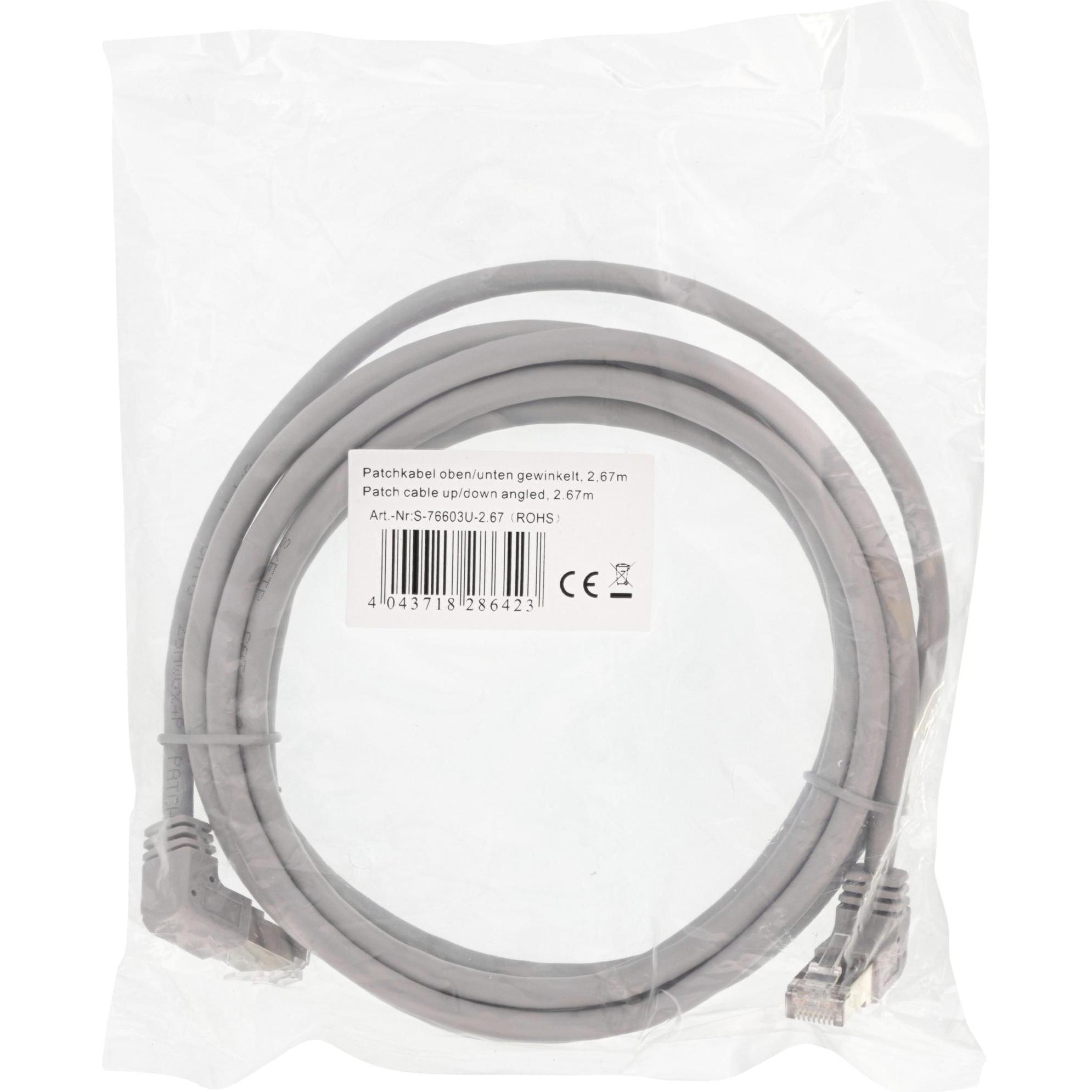 Thumbnail - InLine  Patchkabel oben/unten gewinkelt, S/FTP (PiMf), Cat.6, 250MHz, PVC, Kupfer, grau, 2,67m (S/FTP, CAT6, 2.67 m), Ne...