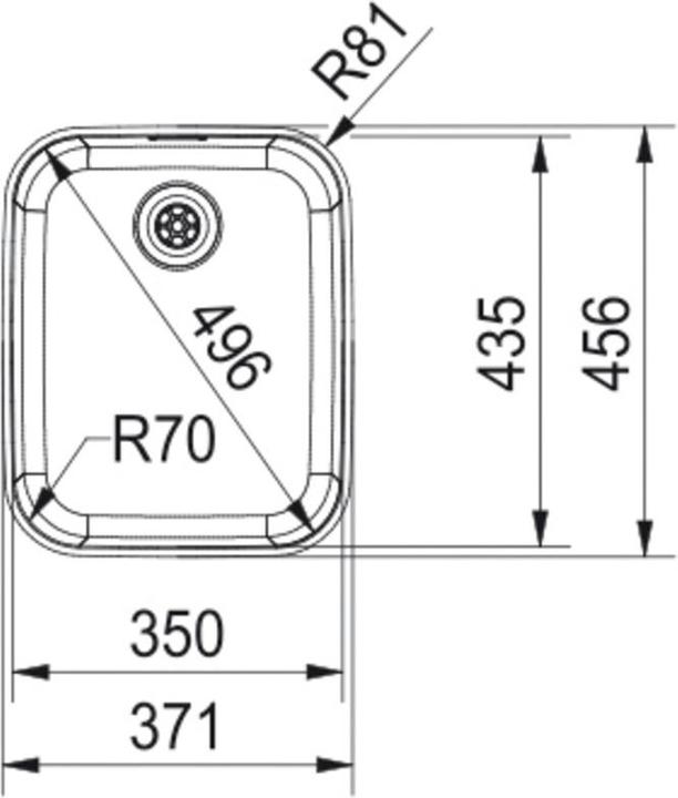Actual product image Franke Spüle Ariane ARX 110-35 CRNI (Fitted sink, 45 cm)