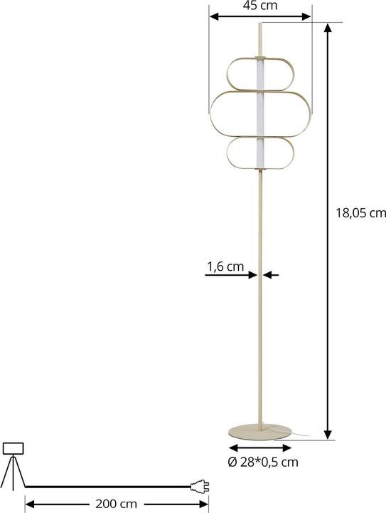 Immagine prodotto Lucande LED-Stehleuchte Audrina, beige, Metall, dimmbar
