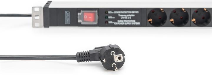 Actual product image Digitus Socket strip with aluminum profile and switch, surge protection, integrated line filter, 5-way safet (5x, CEE 7/3, 2 m)