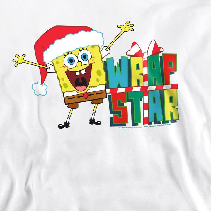 Actual product image Spongebob Squarepants Unisex Adult Wrap Star At Christmas Sweatshirt (M)