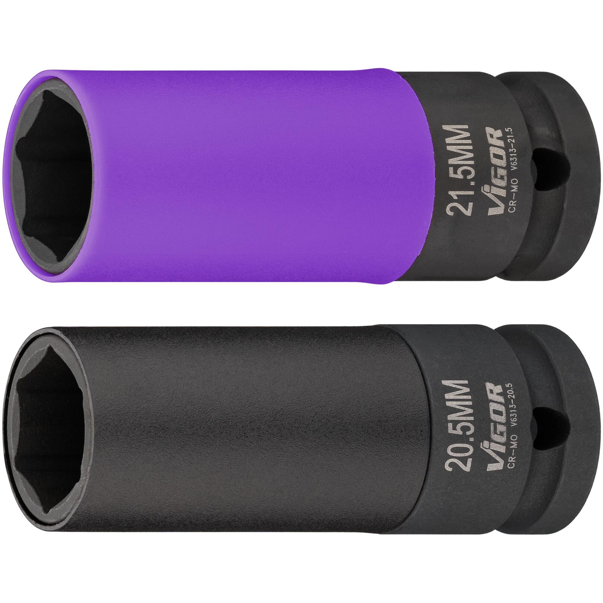 Vigor, Chiave a bussola + esagonale, Schlagschrauber Steckschlüssel Satz ∙ V6313 ∙ Attacco quadro, cavo, 1/2 di pollice (12,5 mm) …