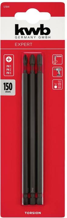 Actual product image kwb 3 Torsion Bits 150mm PH Set (150 mm)
