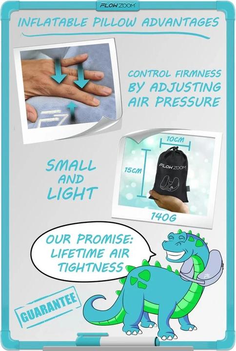 Immagine prodotto Flowzoom Cuscino AIR Kids | Cuscino gonfiabile per il collo per bambini e ragazzi (Cuscino per testa e collo)