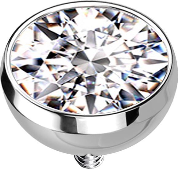 Immagine prodotto Star Piercing Ancora dermica emisfero d'argento con cristallo d'argento (Titanio, senza ottone)