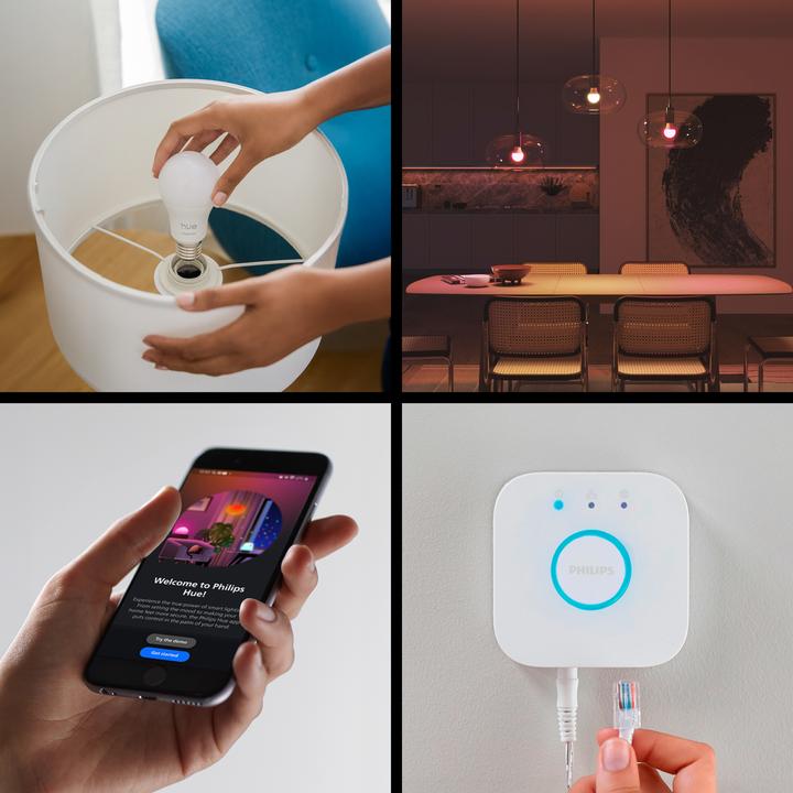 Productafbeelding Philips Hue Starter Kit Essential White & Color Ambiance + Bridge (E27, 806 lm, 3 x)