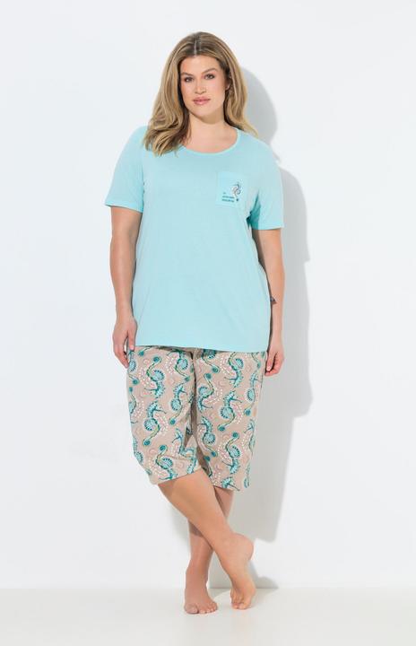 Produktbild Ulla Popken Pyjama, Seepferdchen, Rundhals, Halbarm (46, 48)