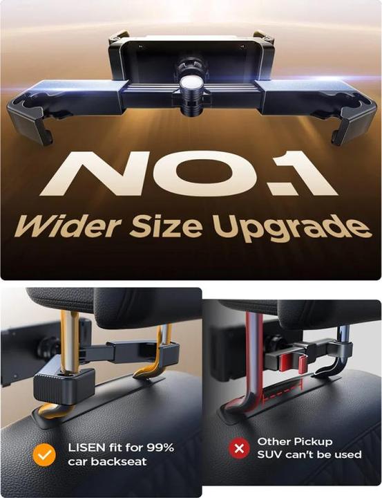 Actual product image Lisen Car Holder 4.7inch - 12.9inch, Black