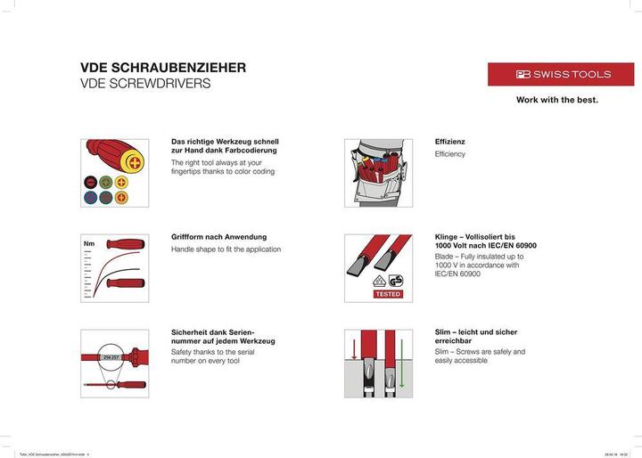 Image du produit PB Swiss Tools Schraubenzieher (Cruciforme PZ, Vis fendues)