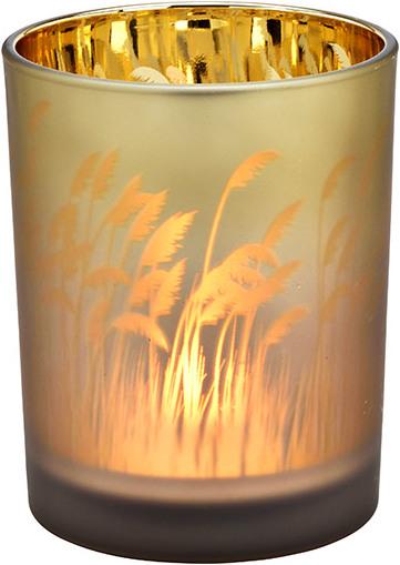 G. Wurm Windlicht Pampasgras 12 cm, Goldbraun (1 x, Ø 10 cm)