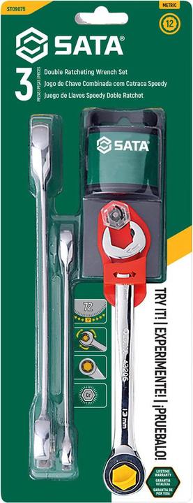 Productafbeelding SATA KLUCZE PŁASKO-OCZKOWE Z PODWÓJNĄ GRZECHOTKĄ ZESTAW 3 szt / 10, 13, 17mm (10 mm, 17 mm, 13 mm)