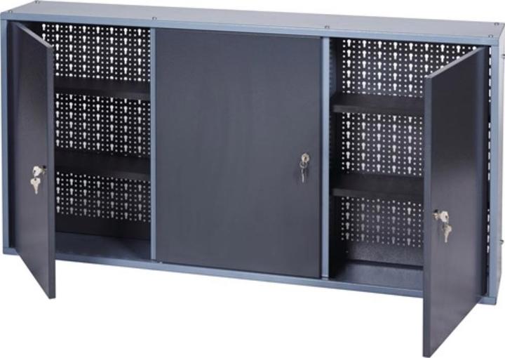 HP Autozubehör Tool cupboard H600xW1200xD200mm hammerblow silver anthracite 3 perforated back panels, 3 doors