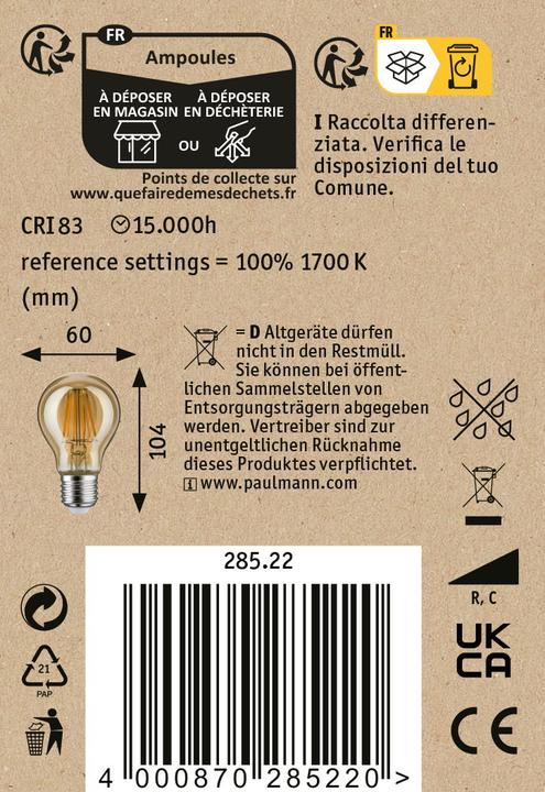 Image du produit Paulmann 1879 Filament Poire (E27, 6 W, 500 lm, 1 x)