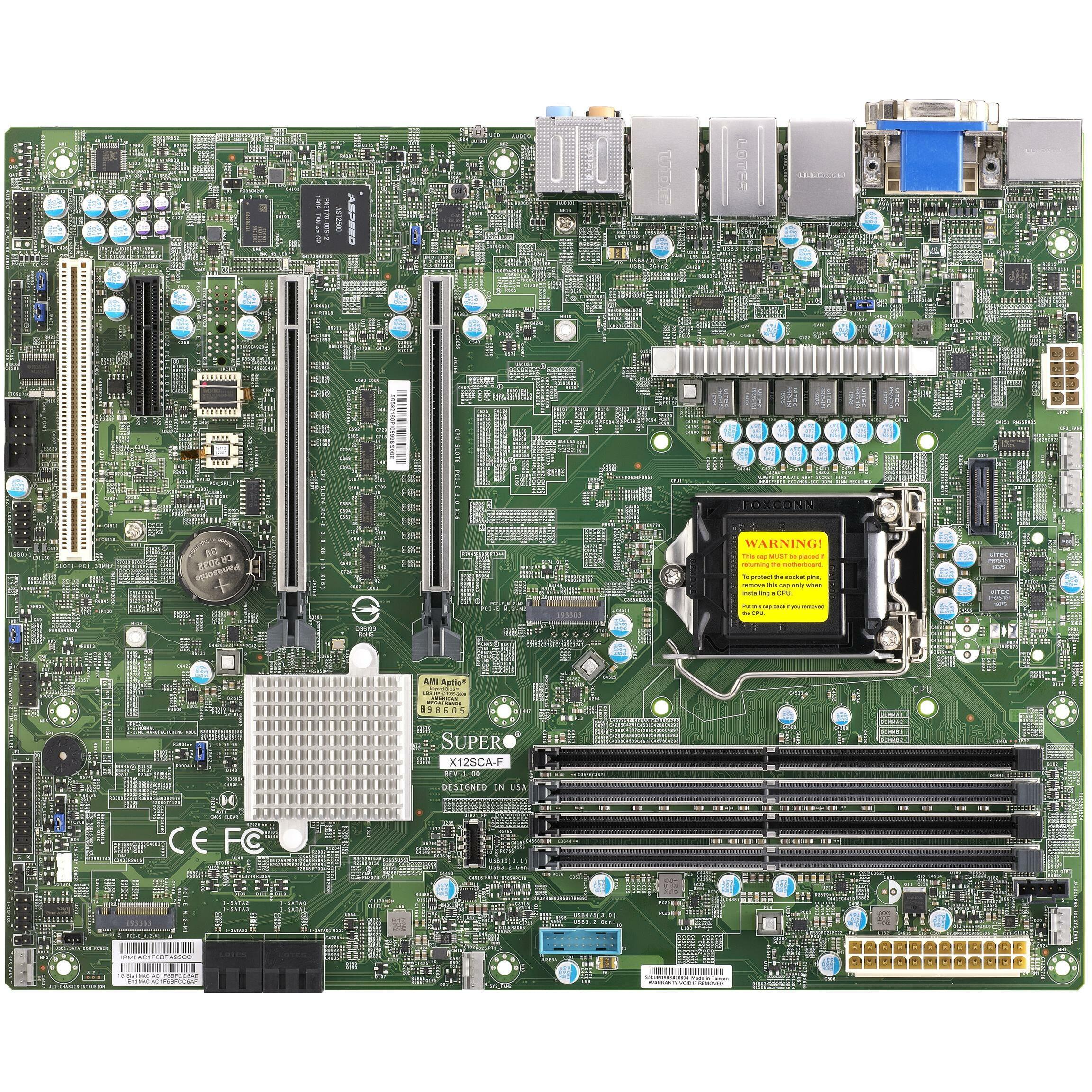 Supermicro (NR)X12SCA-F, Intel W480 (LGA 1200, Intel W480, ATX), Mainboard